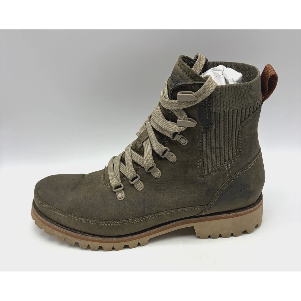 Chaco Fields Chelsea Boot Women 9 Olive Green Lace Up Waterproof Leather Hiking